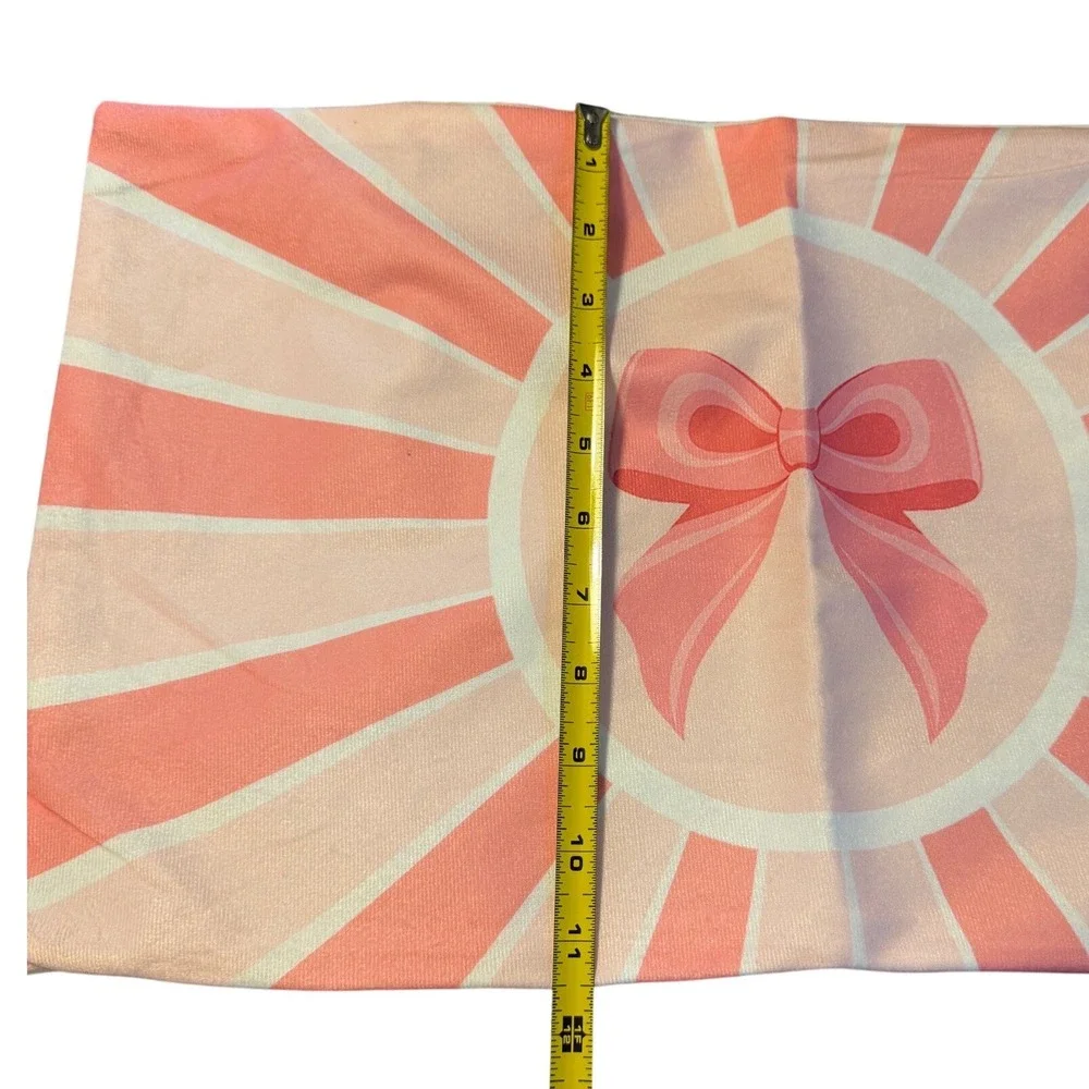 Pink Bow Sunburst Decorative Pillowcase Hidden Zipper 11.5